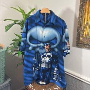 Vintage 2000 Marvel - Changes The Punisher All Over Print Button Up Shirt